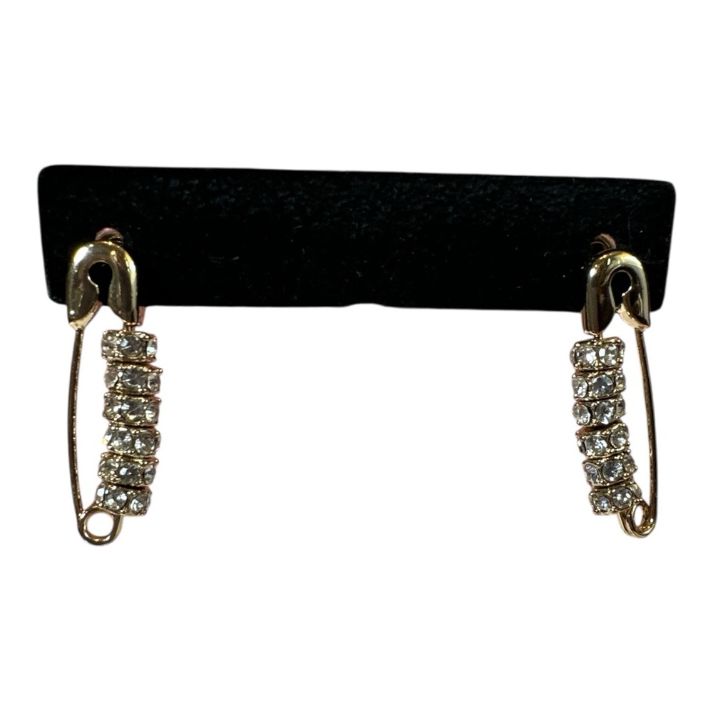 Karl Lagerfeld NWT Gold and Silver Safety Pin Earrings - Picture 4 of 7